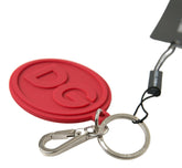 Dolce & Gabbana Red Rubber DG Logo Silver Brass Metal Keyring Keychain -   -  Dolce & Gabbana.